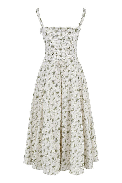 Pastellgrünes Midikleid Taillenformendes Sommerkleid