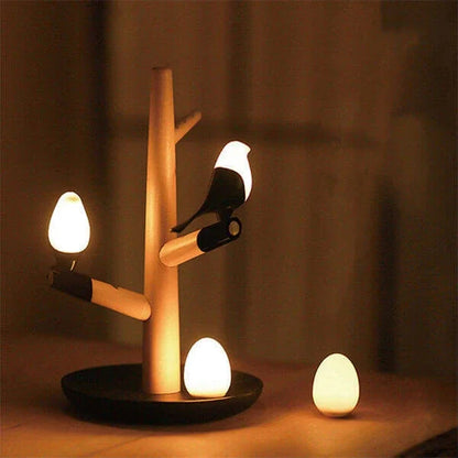 Moderne Holz Tischlampe mit Bewegungssensor - BerlinGlamour