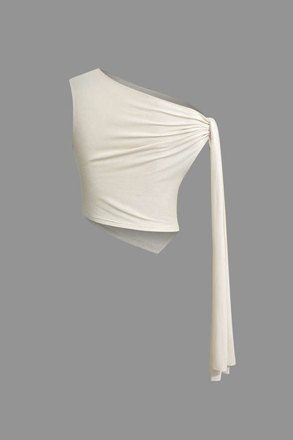 Elegantes Damen Zweiteiler Set mit One Shoulder Top und Wickelrock