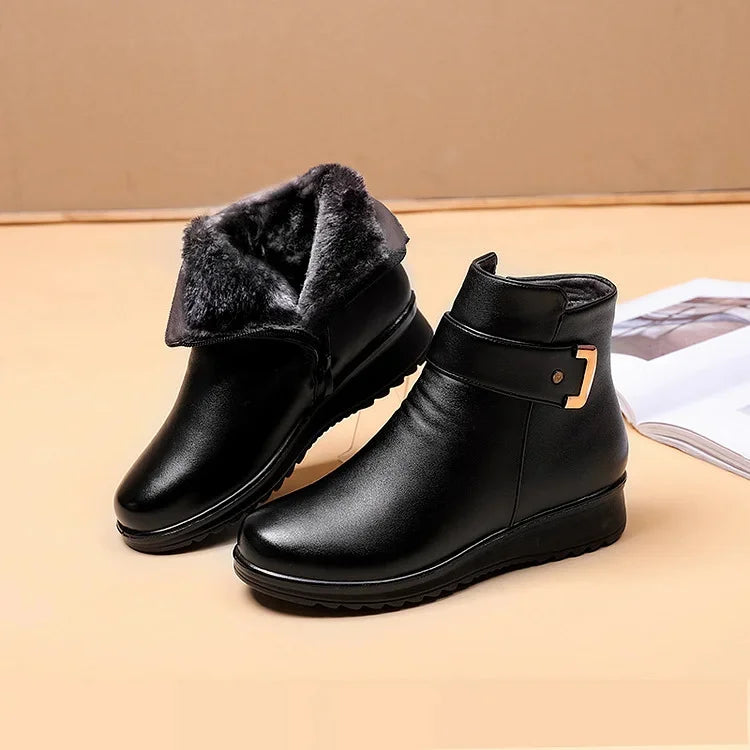 Damen Stiefeletten Schnalle Fellfutter Winter Warm - BerlinGlamour