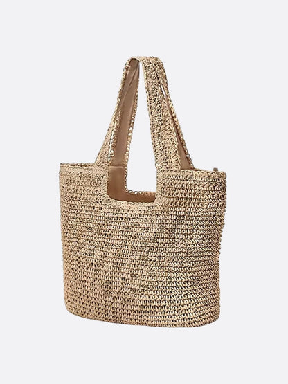 Grobe Stroh-Tasche Gehäkelt Doppelhenkel Schultertasche Sommer