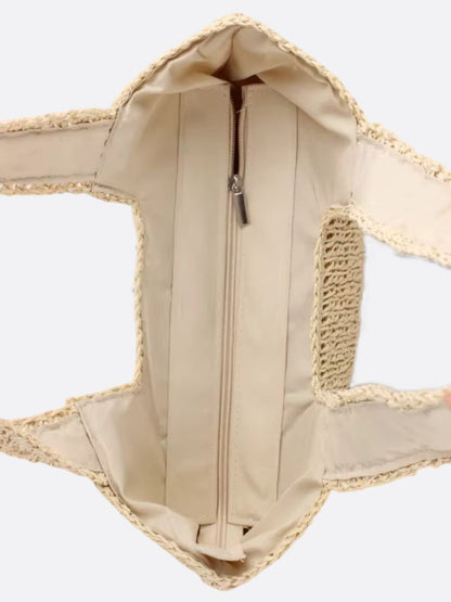 Grobe Stroh-Tasche Gehäkelt Doppelhenkel Schultertasche Sommer