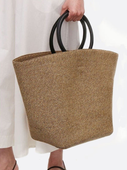 Große Stroh-Tote Bag mit Rundgriff Sommer
