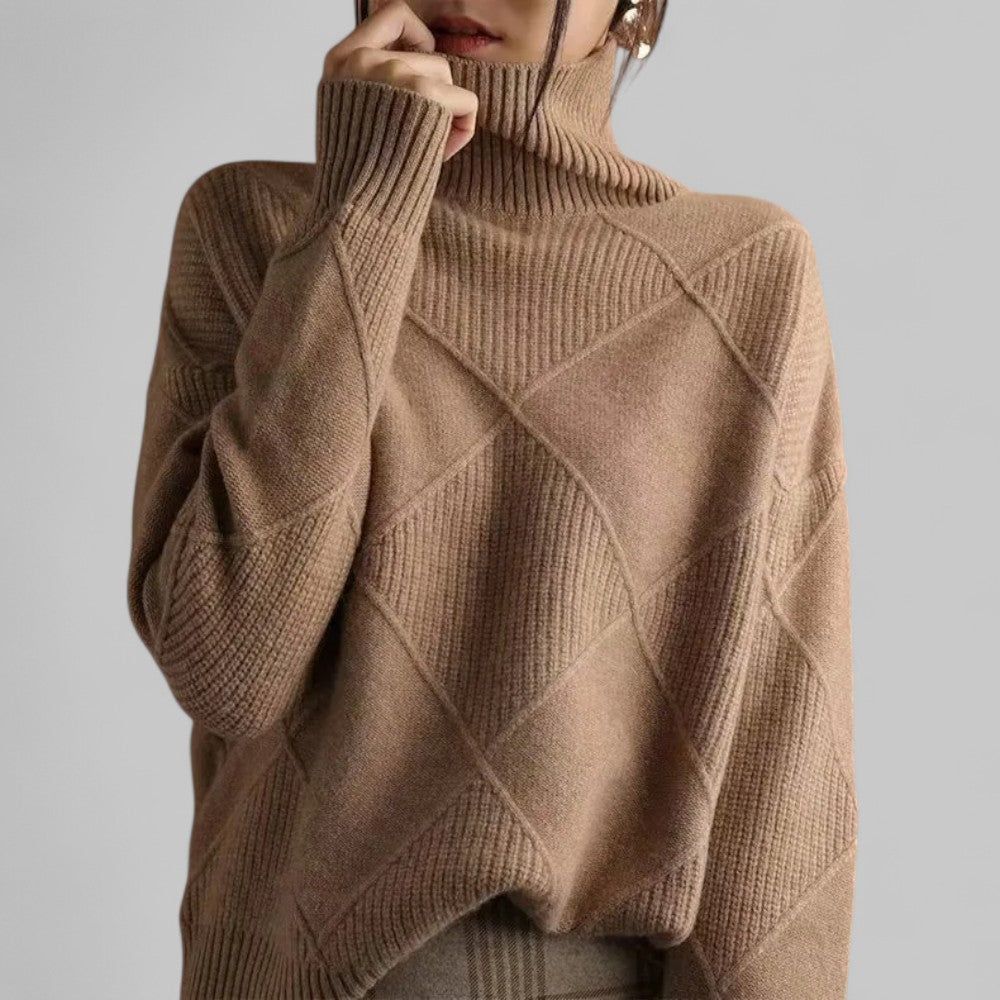 Damen Pullover Rollkragen Locker Geschnitten Bequem