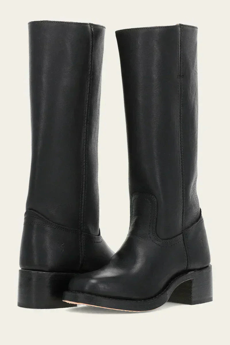 Damen Lederstiefel Westernstil Blockabsatz Schuhe