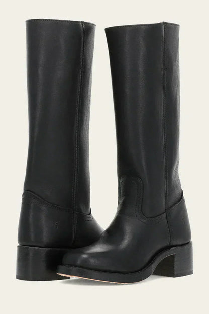 Damen Lederstiefel Westernstil Blockabsatz Schuhe