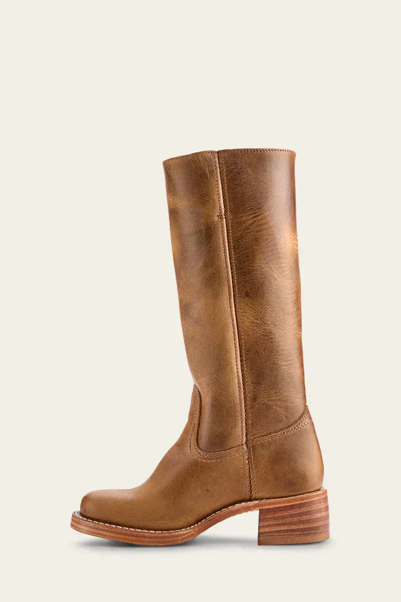 Damen Lederstiefel Westernstil Blockabsatz Schuhe
