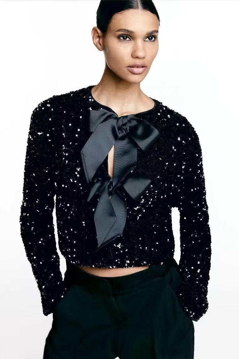 Damen Strickjacke mit Pailletten für festliche Outfits