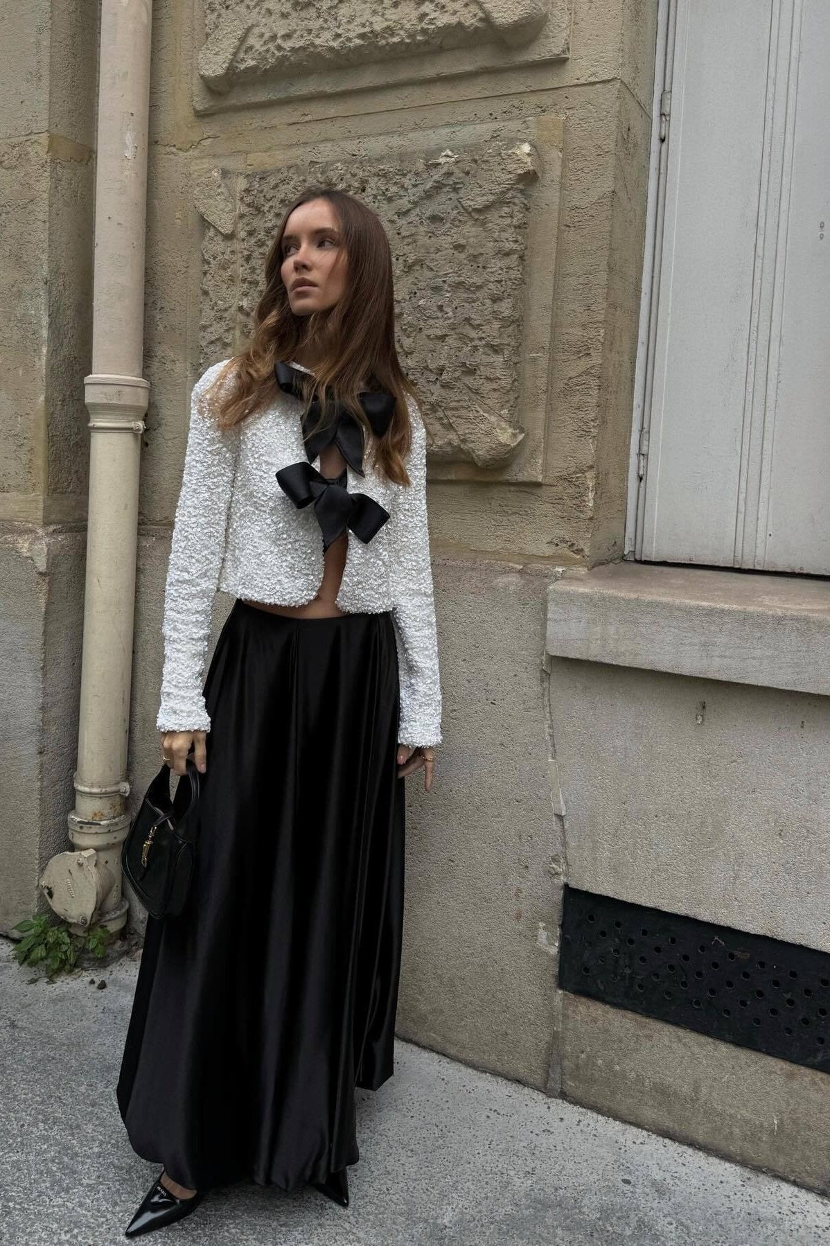 Glitzer Cardigan mit Pailletten und Schleifen