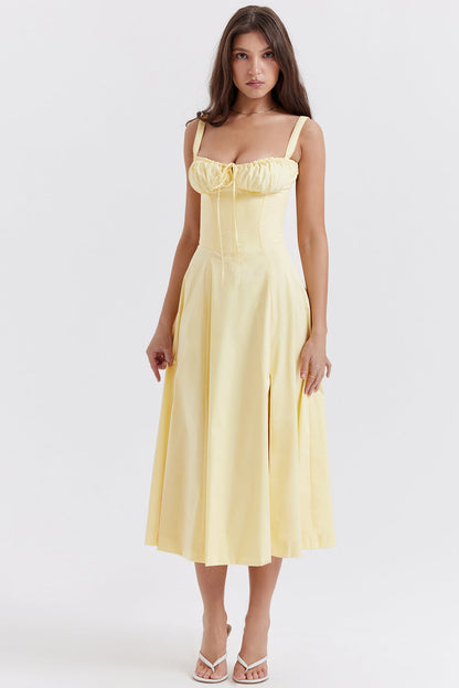 Midikleid Zitronengelb Figurformendes Sommerkleid