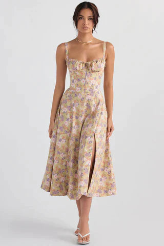 Kleid Midikleid Taillenformend Farbenfroh Damen - BerlinGlamour