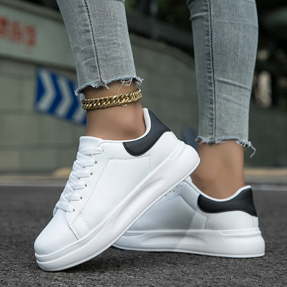 Damen Sneaker Weiß Glatt Schnürsenkel