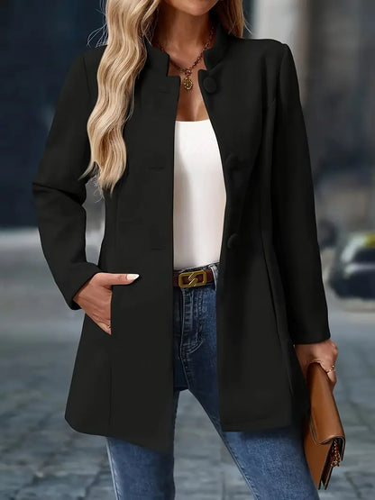 Damen Wintermantel Knöpfe Lang Modern