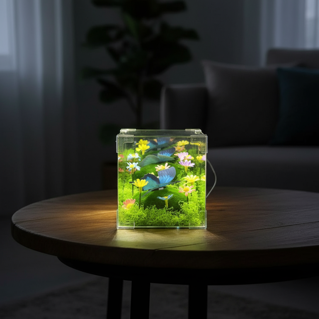 LED Nachtlicht Würfel Dekoration Schmetterling Garten