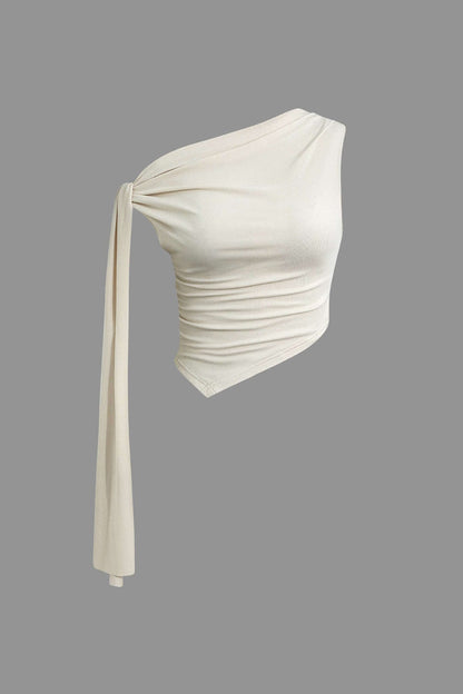Elegantes Damen Zweiteiler Set mit One Shoulder Top und Wickelrock