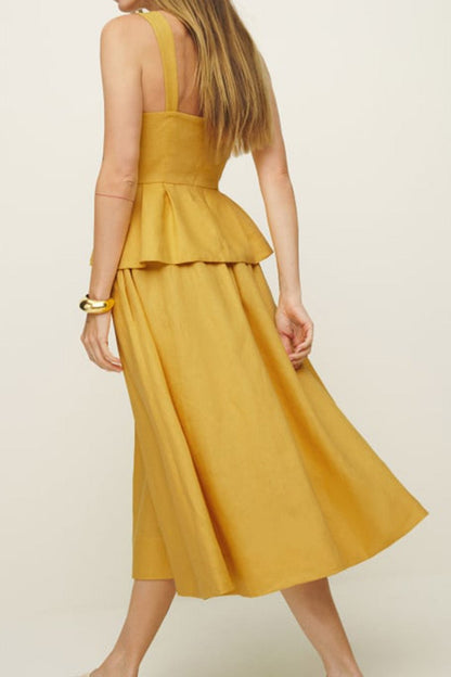 Damenkleid Midikleid Peplum Elegant Frauenkleid