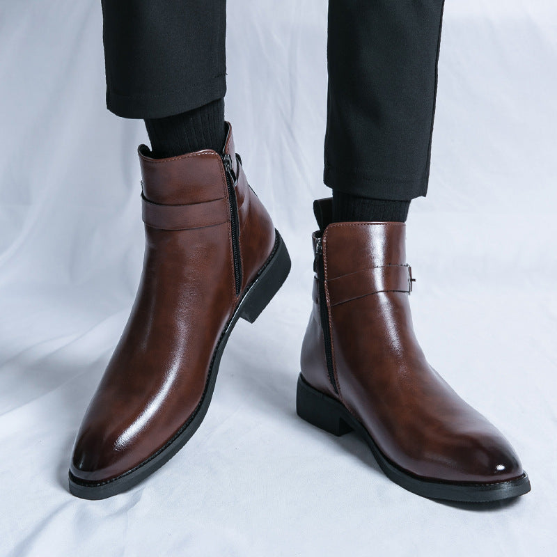 Elegante Leder Herrenstiefel Braun Klassisch