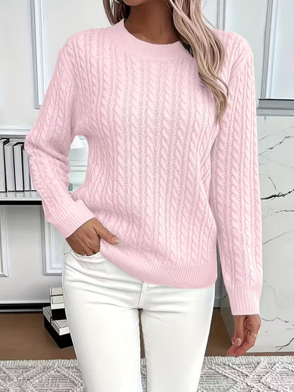 Damen Strickpullover Zopfmuster Weich Warm Winter
