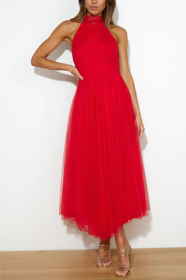 Halterneck Tüllkleid Mit Schleier A-Linie Elegant