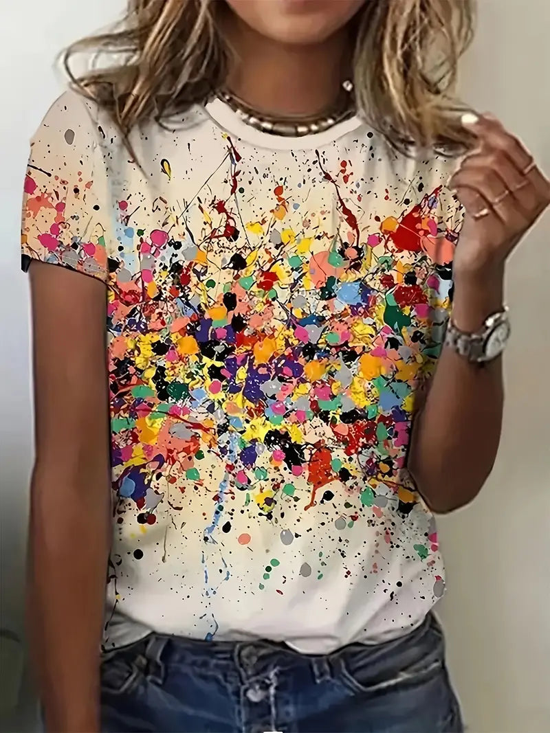 Farbenfrohes T-Shirt mit Rundhalsausschnitt Bunt - BerlinGlamour