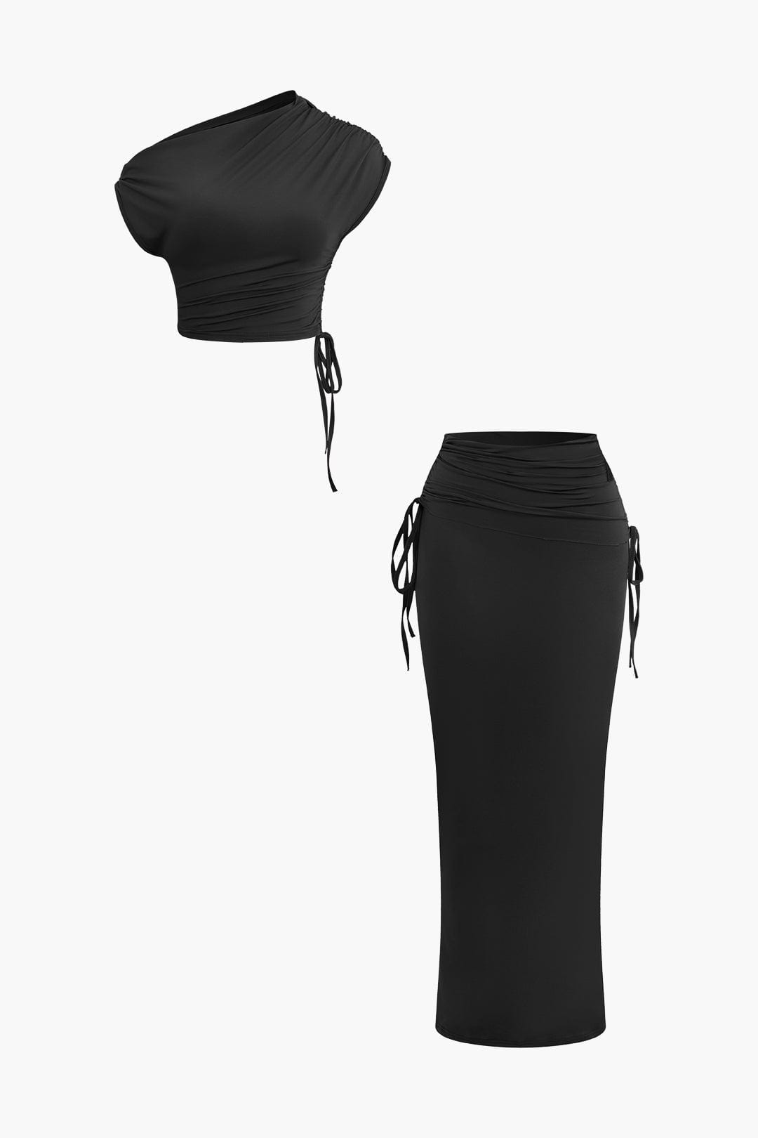 Asymmetrisches Set Damen One Shoulder Top Maxi Rock
