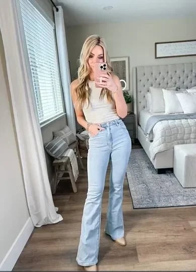 Retro Schlagjeans High Waist Frauen