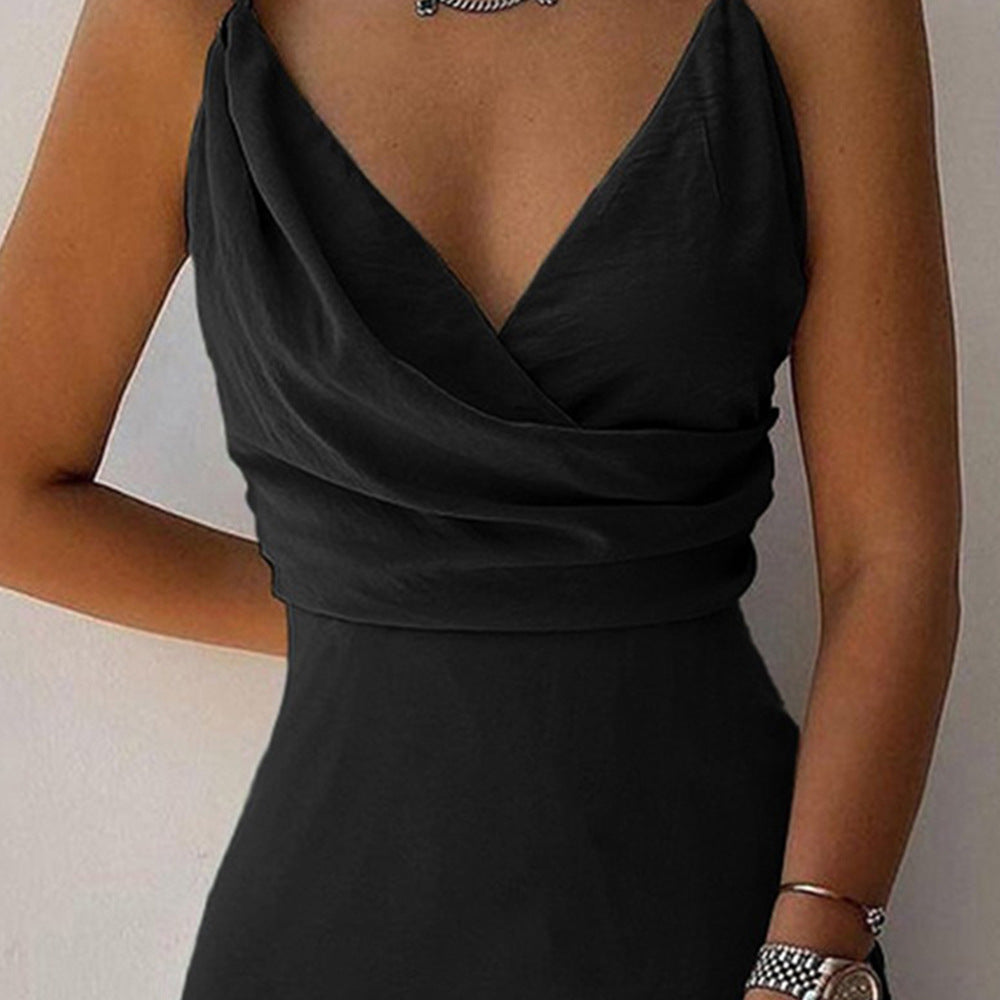 V-Ausschnitt Kleid Mit Druck Schlitz Modern - BerlinGlamour