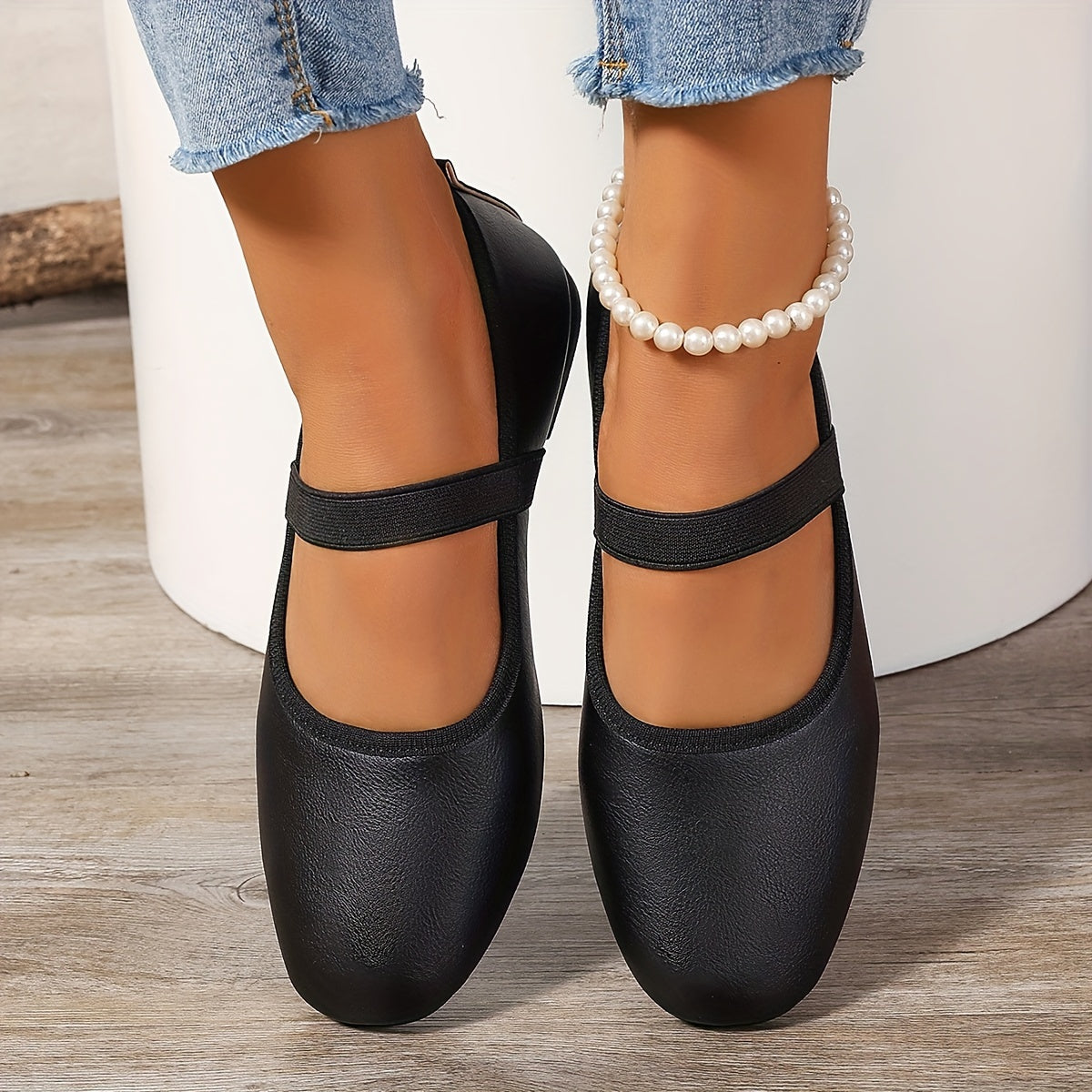 Elegante Weiße Ballerinas Mary Jane Schuhe Damen