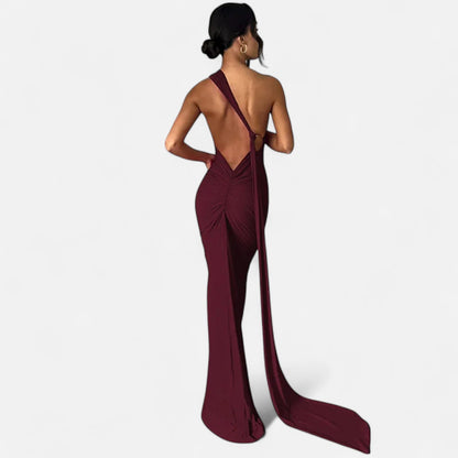 Damen Maxikleid Ein Schulter Neckholder Sommerkleid