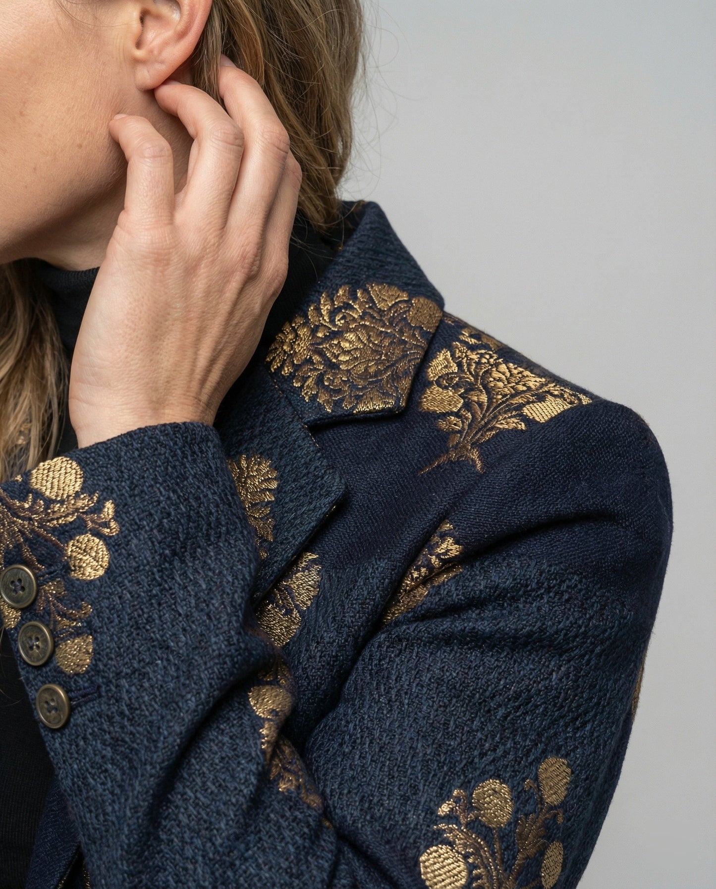 Damen Blazer Lang Vintage Bedruckt Elegant
