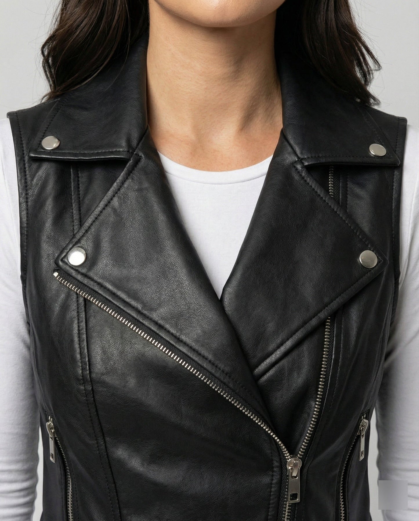 Leder Bikerjacke Damen Gürtel Schwarz Lederoptik