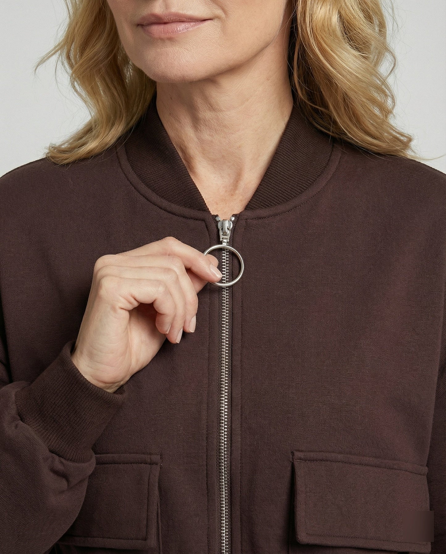 Lässige Damen Zip Jacke Mit Taschen Casual