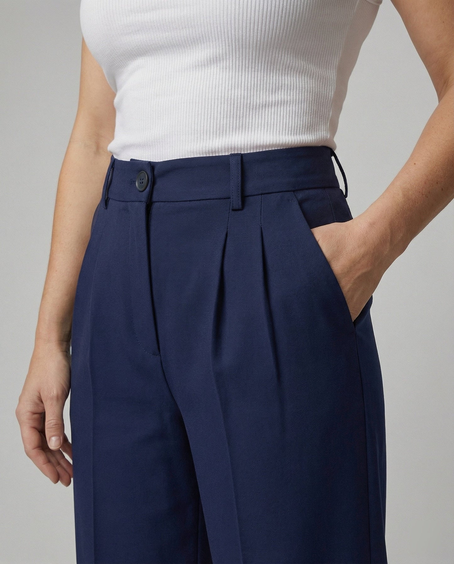 Damen Hose Weite Bequem Hochtailliert Komfort