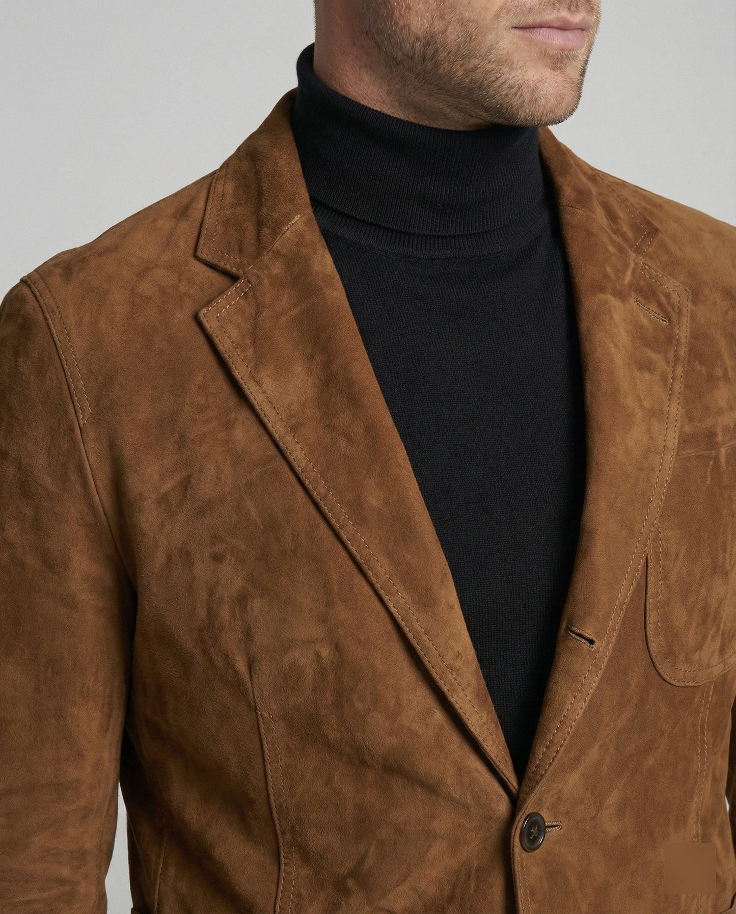 Herren Lederblazer Slim Fit Braun