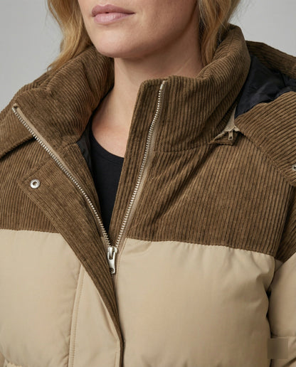 Modische Kapuzenjacke Puff Ärmel Farbblock Design