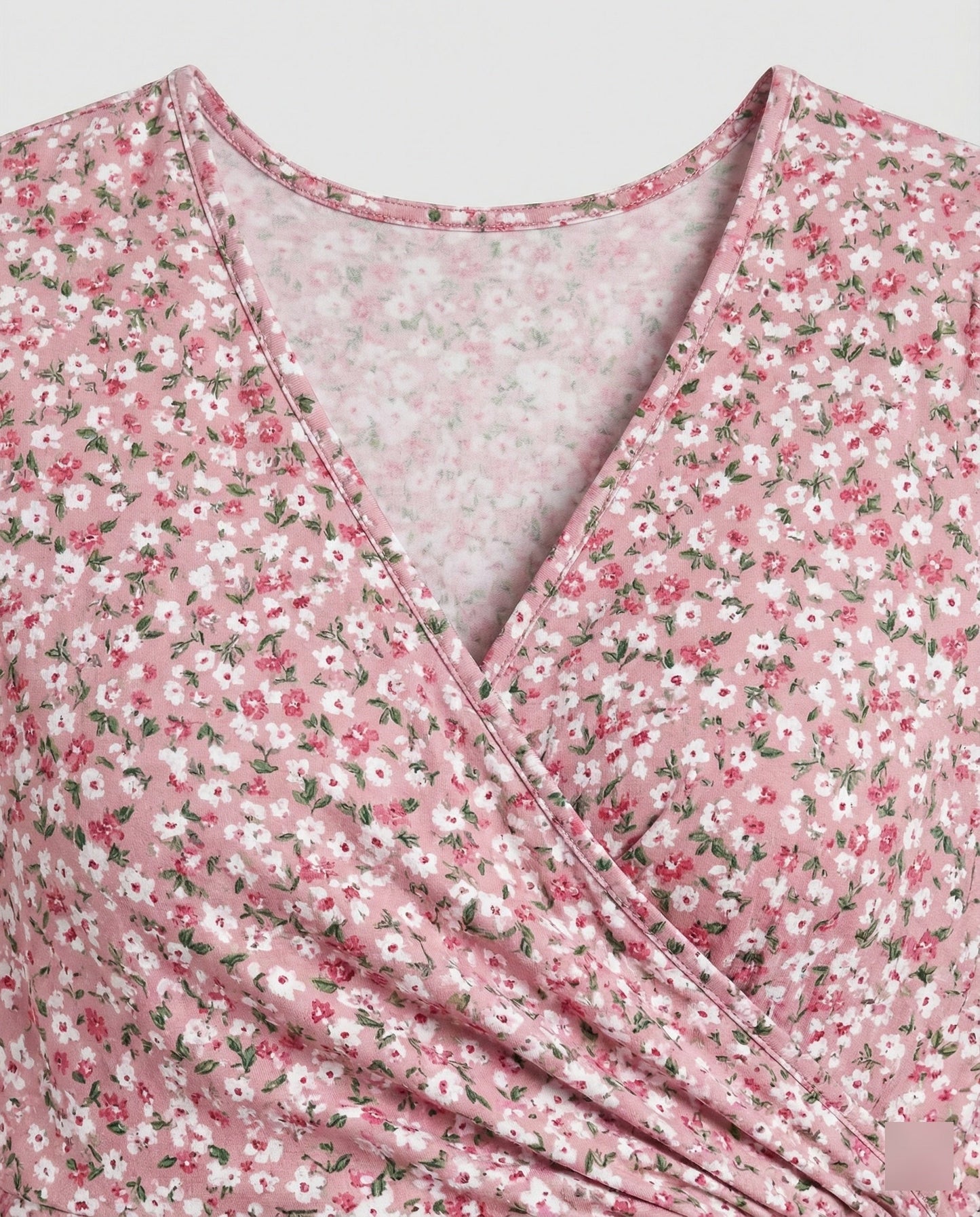 Blumenkleid Damen Wickelkleid Kurzärmelig Sommer