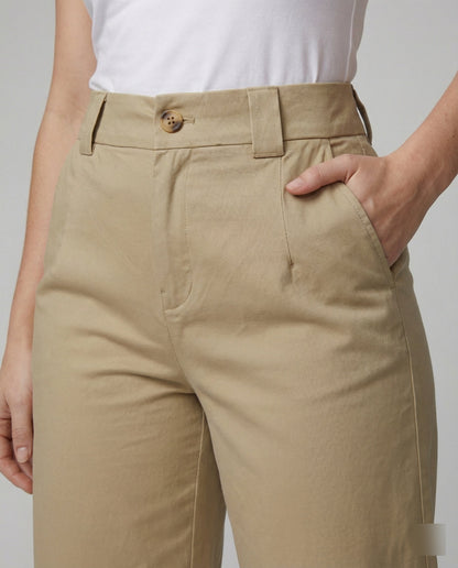 Damen High Waist Hosen Weite Bein mit elastischem Gürtel