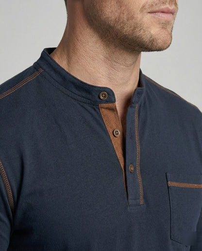 Herren Langarmshirt Henley Style Baumwolle