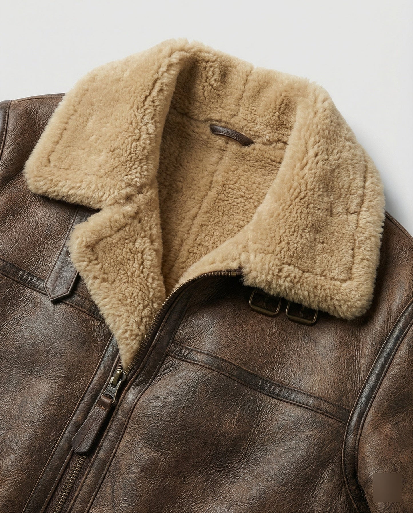 Herren Stehkragen Jacke Echtleder Dunkelbraun