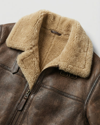Herren Stehkragen Jacke Echtleder Dunkelbraun