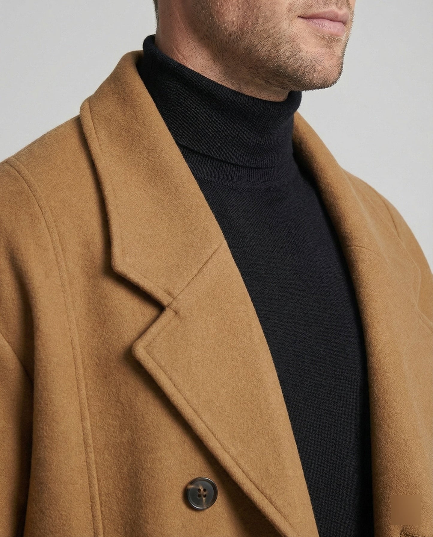 Herren Mantel Elegant Langschal Schwarz