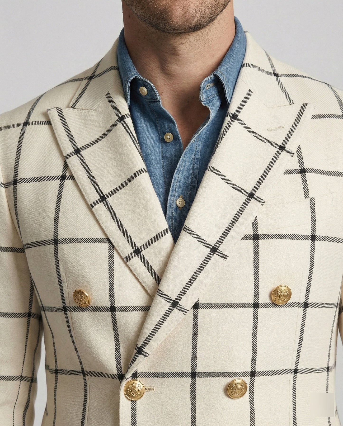 Herren Blazer Modern mit Doppelknöpfen Slim Fit