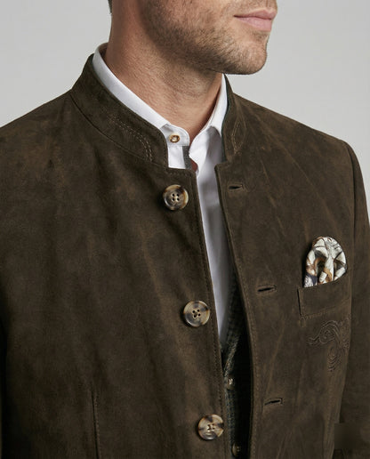 Herren Lederjacke Suede Optik mit Metallknöpfen