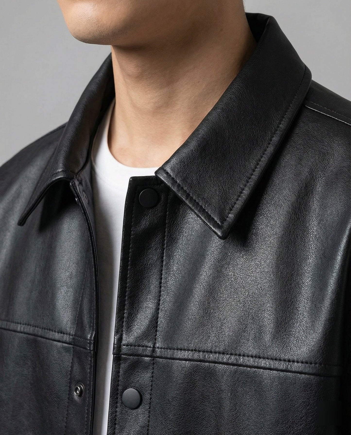 Herren Lederjacke Klassisch mit Reißverschluss und Taschen