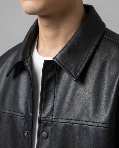 Herren Lederjacke Klassisch mit Reißverschluss und Taschen