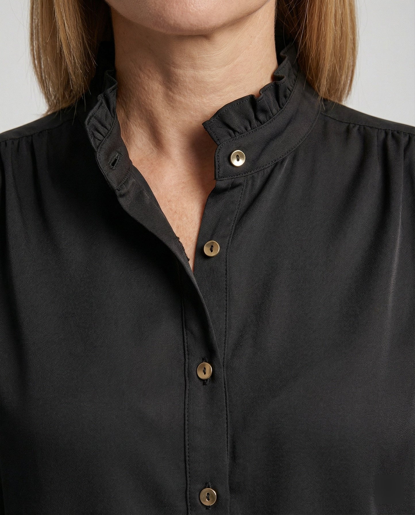 Elegante Damenbluse Rüschenkragen Blumenmuster