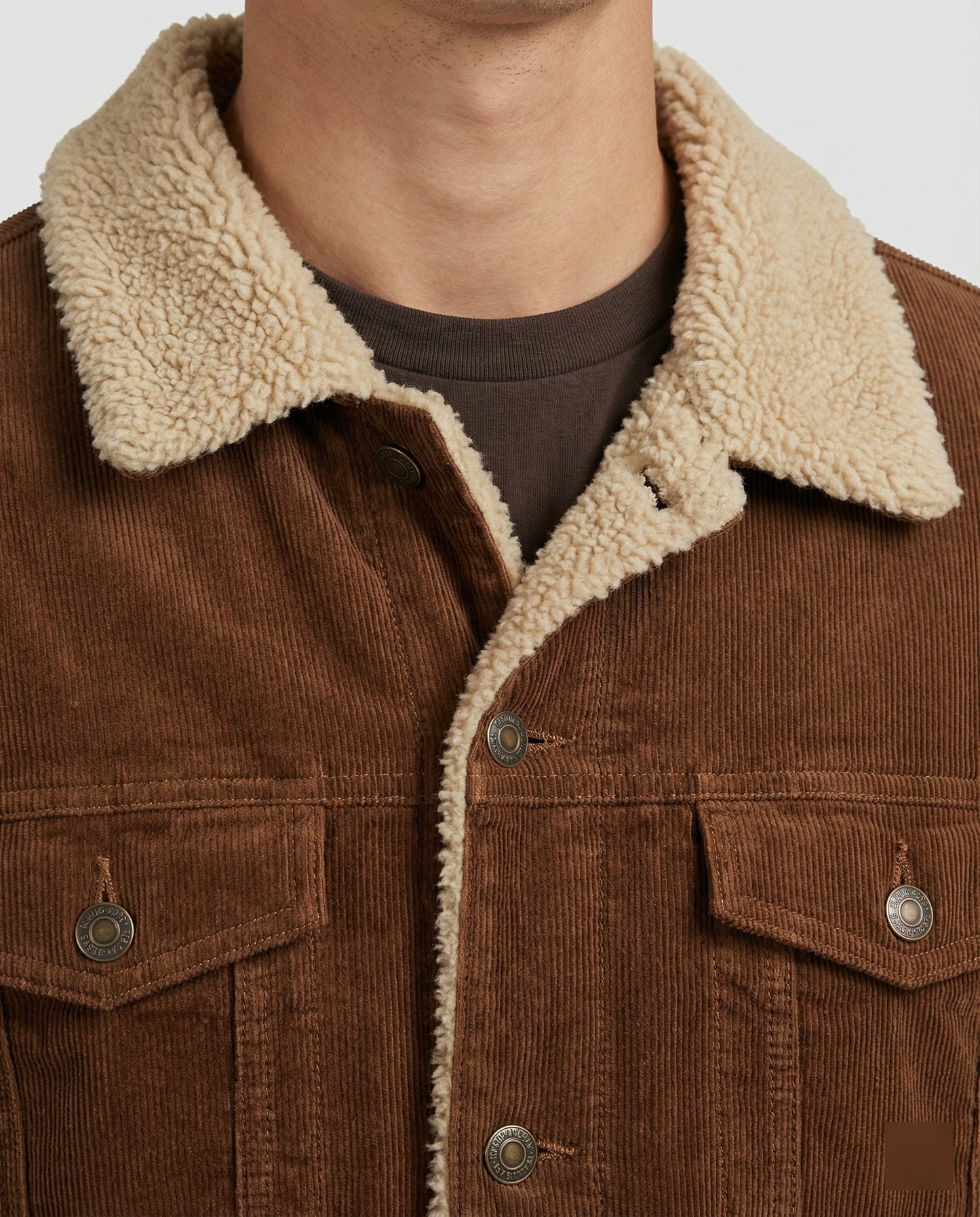 Herrenjacke Elegante Leder Cord Schwarz