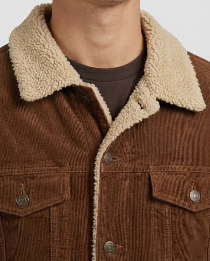 Herrenjacke Elegante Leder Cord Schwarz