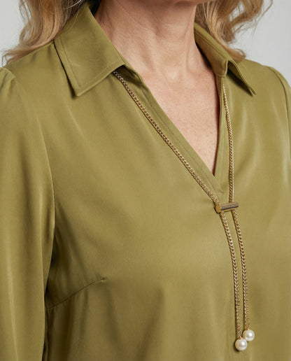 Damen Bluse V-Ausschnitt Modern Elegent