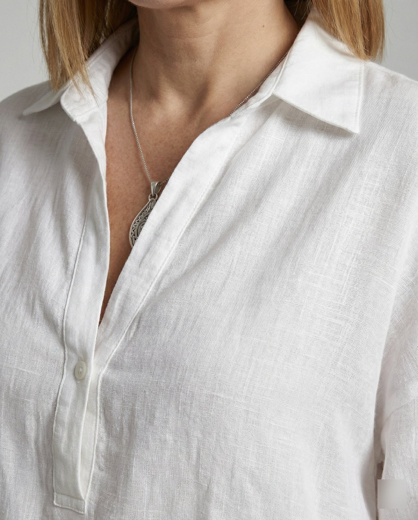 Damen Leinenbluse Elegante Knopfleiste Sommer